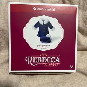 American Girl Rebecca Blue and White Coat & Hat Set